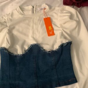 White and Blue jean top